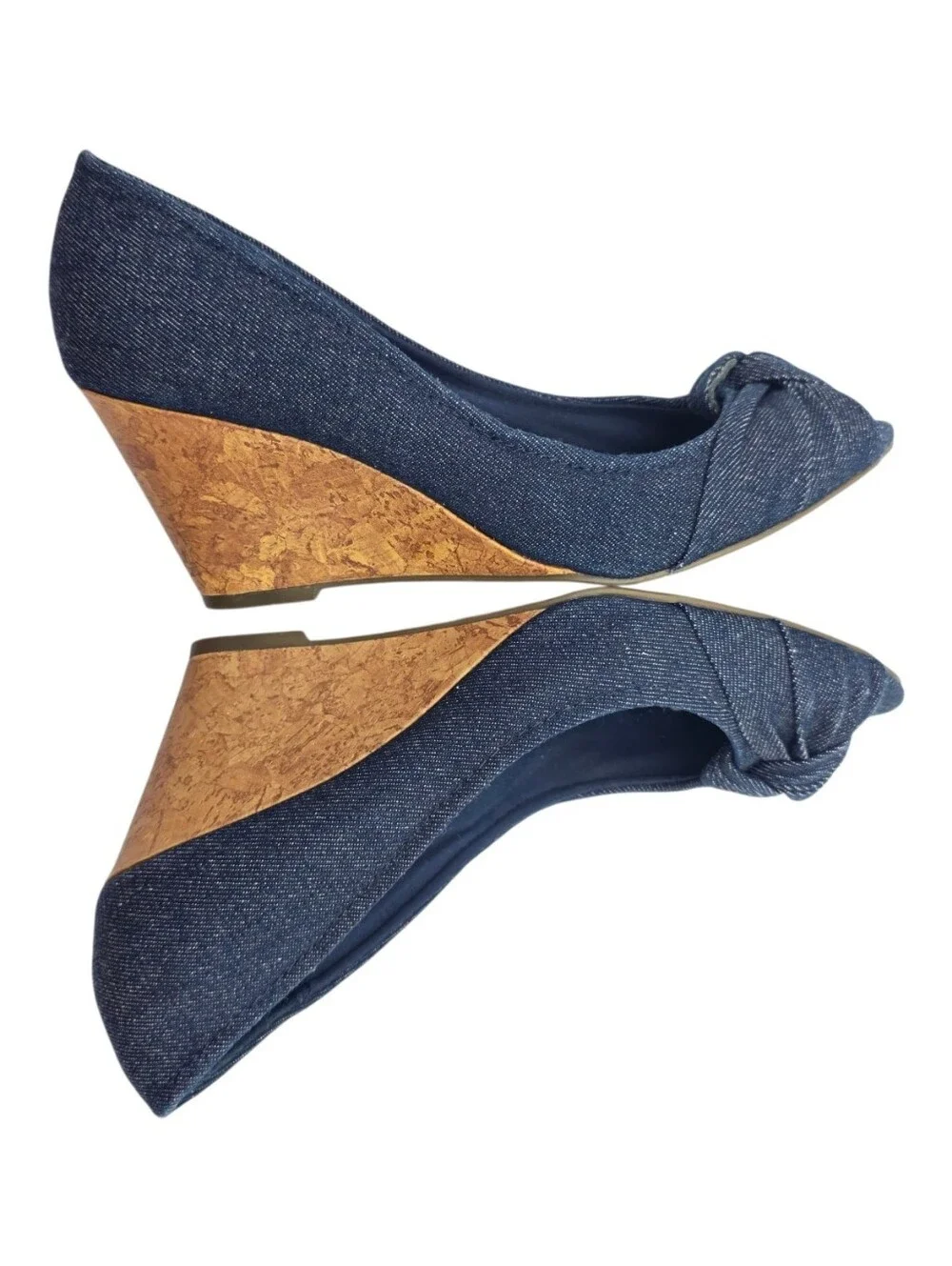 American Eagle By Payless Navy Peep-Toe Wedge Heels Size 9.5